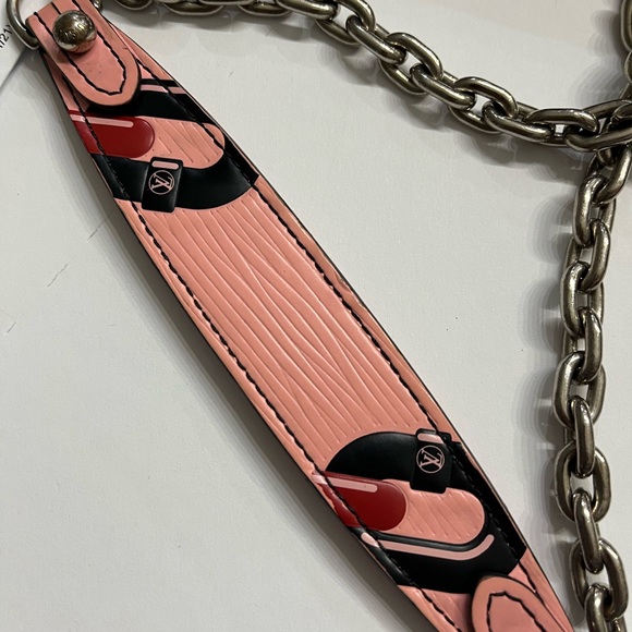 Pink Epi leather chain flower print twist wallet on chain silver hardware - Picture 8 of 16